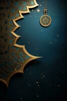 AI generated A stunning gold and blue Ramadan background with intricate geometric patterns photo