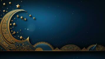 AI generated A stunning gold and blue Ramadan background with intricate geometric patterns photo