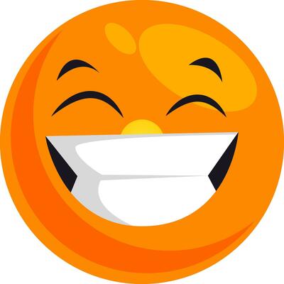Happy smiling emoji, illustration, vector on white background