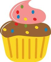 Cupcake, illustration, vector on white background