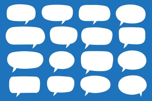 Set of hand drawn speech bubbles. Speak bubble text, cartoon chatting box, message box. Blank empty white speech bubbles. vector