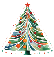 AI generated a painted christmas tree on a white background, png