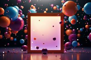 AI generated a colorful decorative frame with balloons and confetti, photo