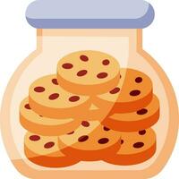 Galletas en tarro, ilustración, vector sobre fondo blanco.