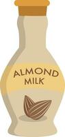 Almond milk, illustration, vector on white background