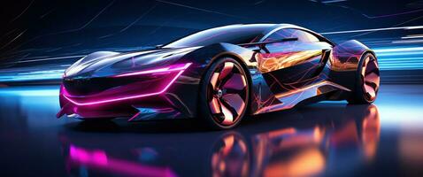 AI generated a car moves with purple lights, but doesn't have horn, photo