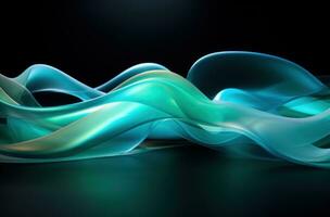 AI generated a beautiful light art painting made out of blue and green light colors, photo