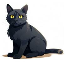 AI generated a black cat with yellow eyes, photo