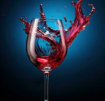 AI generated a glass of red wine being splashed with red wine photo