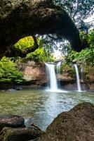 Beautiful Haew Suwat Waterfall at Khao Yai National Park Thailand photo