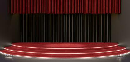 Circular stage curtains backgrounds curtains Stages floors and walls product placement 3D illustrations photo