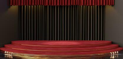 Circular stage curtains backgrounds curtains Stages floors and walls product placement 3D illustrations photo