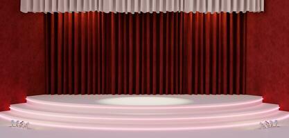 Circular stage curtains backgrounds curtains Stages floors and walls product placement 3D illustrations photo