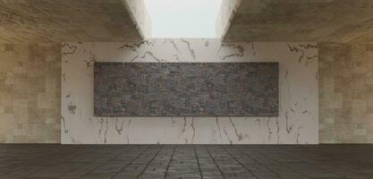 Cement floor cement wall background warehouse scene modern technology room cement floor 3D illustration background photo