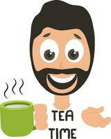 Man drinking tea, illustration, vector on white background