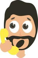 Man with yellow telephone, illustration, vector on white background