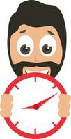 Man with red clock, illustration, vector on white background