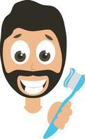 Man with toothbrush, illustration, vector on white background