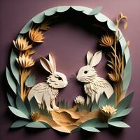 AI generated Pair of Bunnies in Papercut Style photo