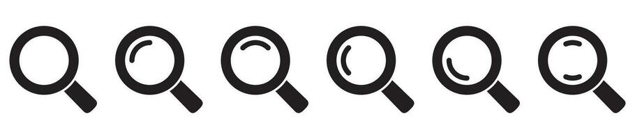 Magnifying glass icon, vector magnifier or loupe sign. Web search icon.