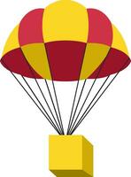 Parachute with box, illustration, vector on white background