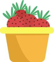 Strawberry in basket, illustration, vector on white background