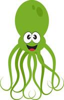 Green octopus, illustration, vector on white background