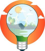 Renewable sources of energy in lightbulb illustration vector on white background
