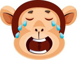 Monkey is crying, illustration, vector on white background.