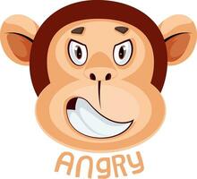 Monkey is feeling angry, illustration, vector on white background.