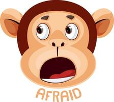 Monkey is feeling afraid, illustration, vector on white background.