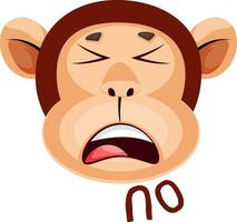 Monkey is saying no, illustration, vector on white background.