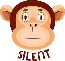 Monkey is silent, illustration, vector on white background.