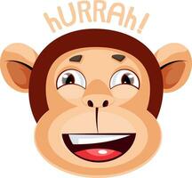 Monkey is feeling happy, illustration, vector on white background.