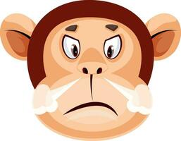 Monkey is felling angry, illustration, vector on white background.