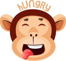 Monkey is feeling hungry, illustration, vector on white background.