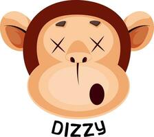 Monkey is feeling dizzy, illustration, vector on white background.