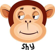 Monkey is feeling shy, illustration, vector on white background.