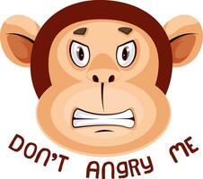 Monkey is feeling angry, illustration, vector on white background.