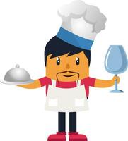 Man cooking meal, illustration, vector on white background.