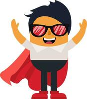 Man with cape and glasses, illustration, vector on white background.