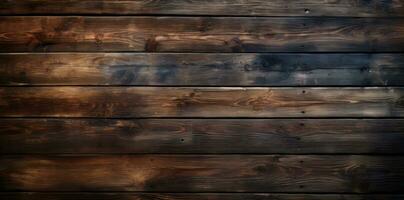 AI generated Dark brown wood background. photo