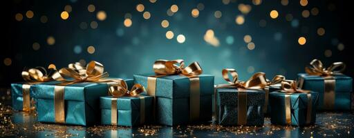 AI generated Christmas gift boxes photo