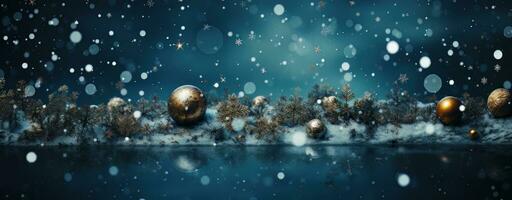AI generated Blue elegant Christmas background. photo