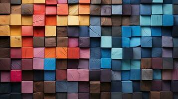 AI generated Rainbow colorful wood blocks. photo