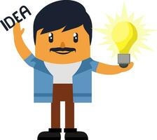 Man having idea, illustration, vector on white background.