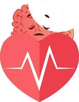 Brain has heart issues, illustration, vector on white background.