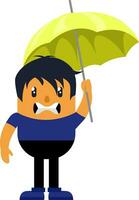 Man with umbrella, illustration, vector on white background.