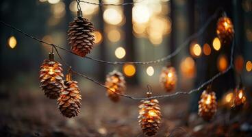 AI generated Christmas tree decorations photo