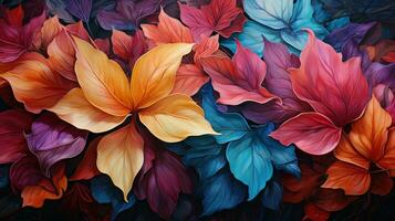 AI generated Colorful leaves background photo
